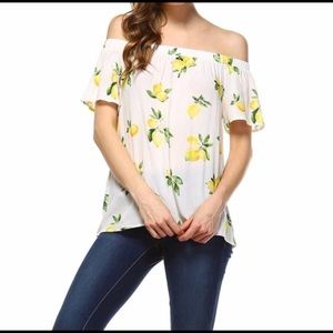 Lemon Printed OTS Top